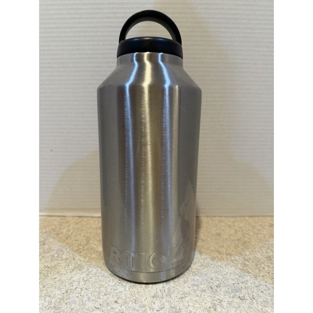 RTIC 64oz Stainless Steel Water Bottle Jug w/ Handle & Lid - Silver, Used